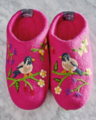 Bird & Blossom - Slippers - Fuchsia Berry