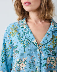 Camel's Courtyard - Lightweight Flannel Long PJ Set - Slate Blue