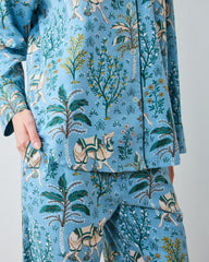 Camel's Courtyard - Lightweight Flannel Long PJ Set - Slate Blue