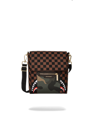 EXTERIOR GOLD ZIP POCKET SHARKS IN PARIS MESSENGER SLING BAG