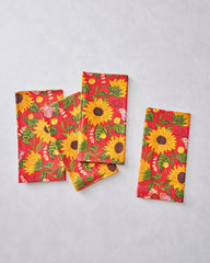 Autumn Sunflowers - Dinner Napkins Set of 4 - Orange
