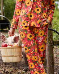 Autumn Sunflowers - Organic Pima Modal Knit Long PJ Set - Orange
