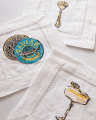 Champagne & Caviar - Cocktail Napkins Set Of 6 - Cloud