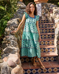 Aviary Flowers - Dunmore Dress - Soft Sage
