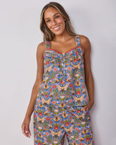 Bee Tapestry - Back To Bed Cropped Pant Set - Delphinium Blue