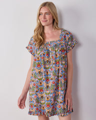 Bee Tapestry - Pintuck Nightgown - Delphinium Blue