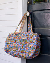 Bee Tapestry - Quilted Duffle Bag - Delphinium Blue