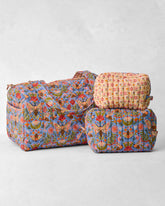 Bee Tapestry - Quilted Duffle & Oversized Pouch Duo Bundle - Delphinium Blue