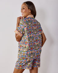 Bee Tapestry - Short PJ Set - Delphinium Blue