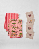 Butterfly Forager - Cocktail Napkins & Tea Towels Bundle - Rosewood
