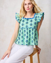 Aviary Flowers - Dunmore Blouse - Soft Sage