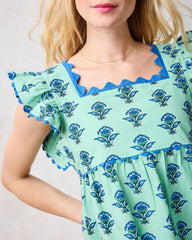 Aviary Flowers - Dunmore Blouse - Soft Sage