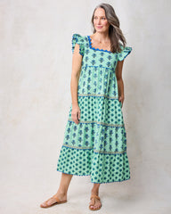 Aviary Flowers - Dunmore Dress - Soft Sage