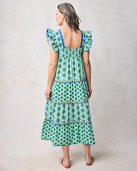 Aviary Flowers - Dunmore Dress - Soft Sage