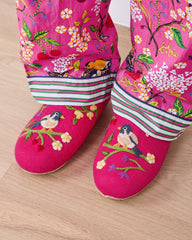 Bird & Blossom - Slippers - Fuchsia Berry