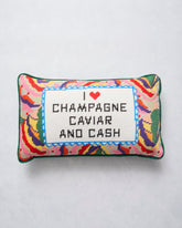 Caviar and Cash - Furbish Studio Needlepoint Pillow - Multi
