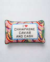 Caviar and Cash - Furbish Studio Needlepoint Pillow - Multi