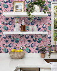 Champagne & Caviar - Peel & Stick Wallpaper - Pink