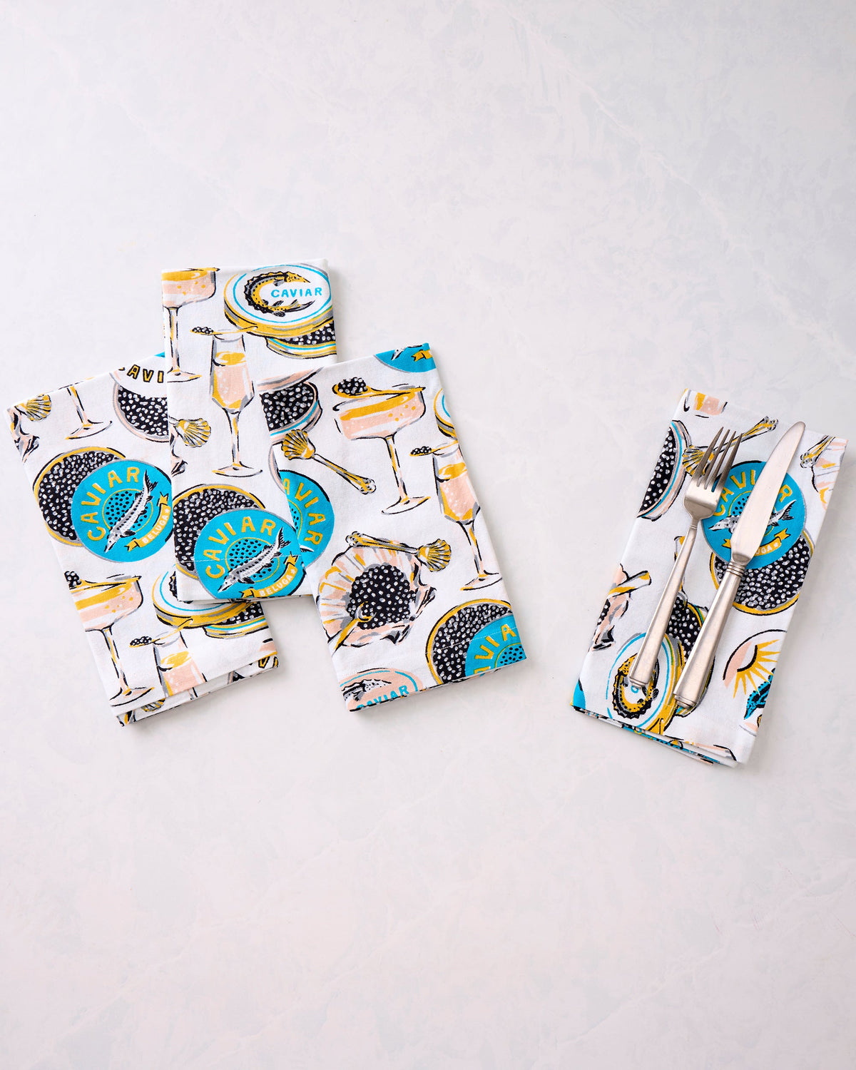 Champagne & Caviar - Dinner Napkins Set of 4 - Cloud