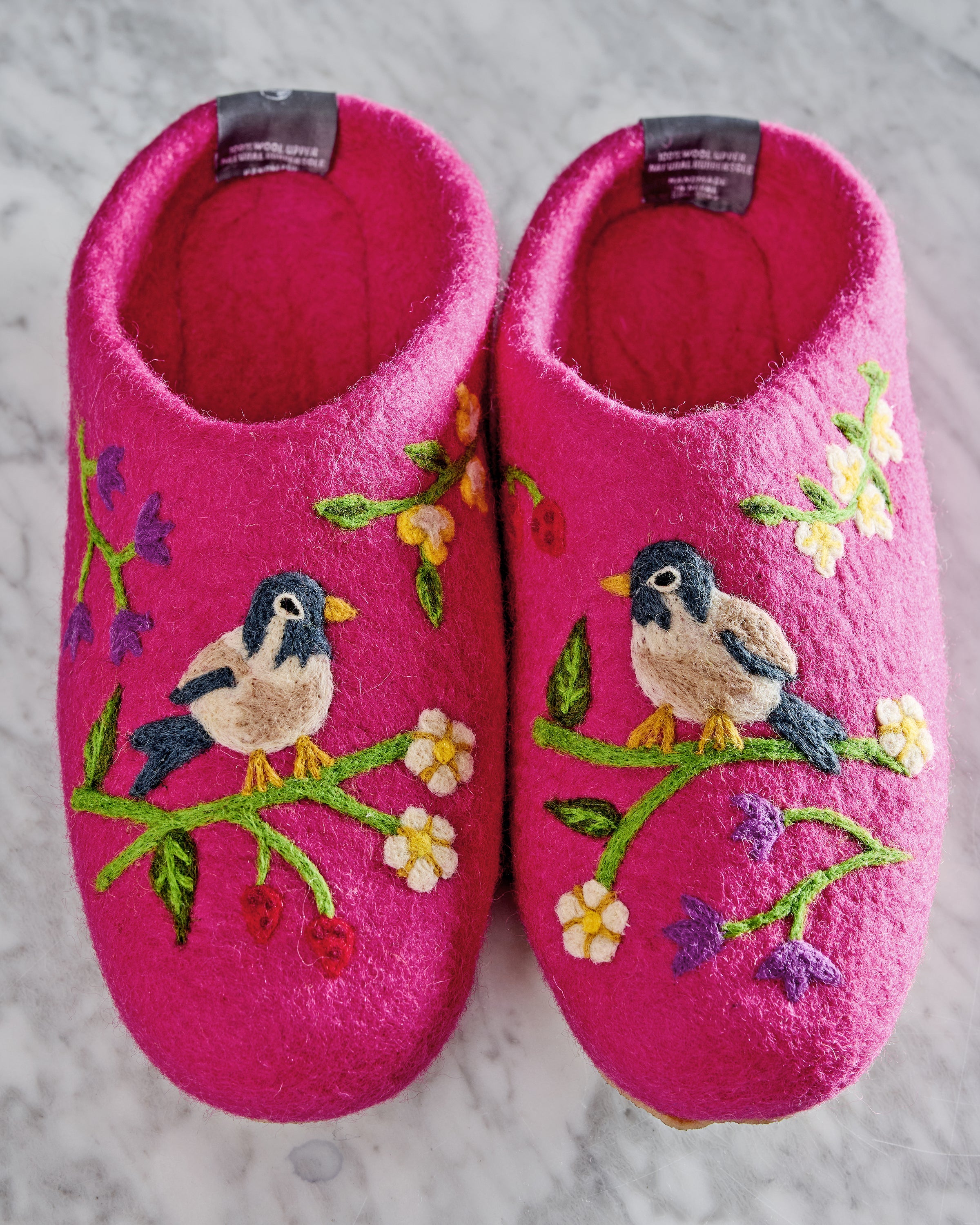 Bird & Blossom - Slippers - Fuchsia Berry