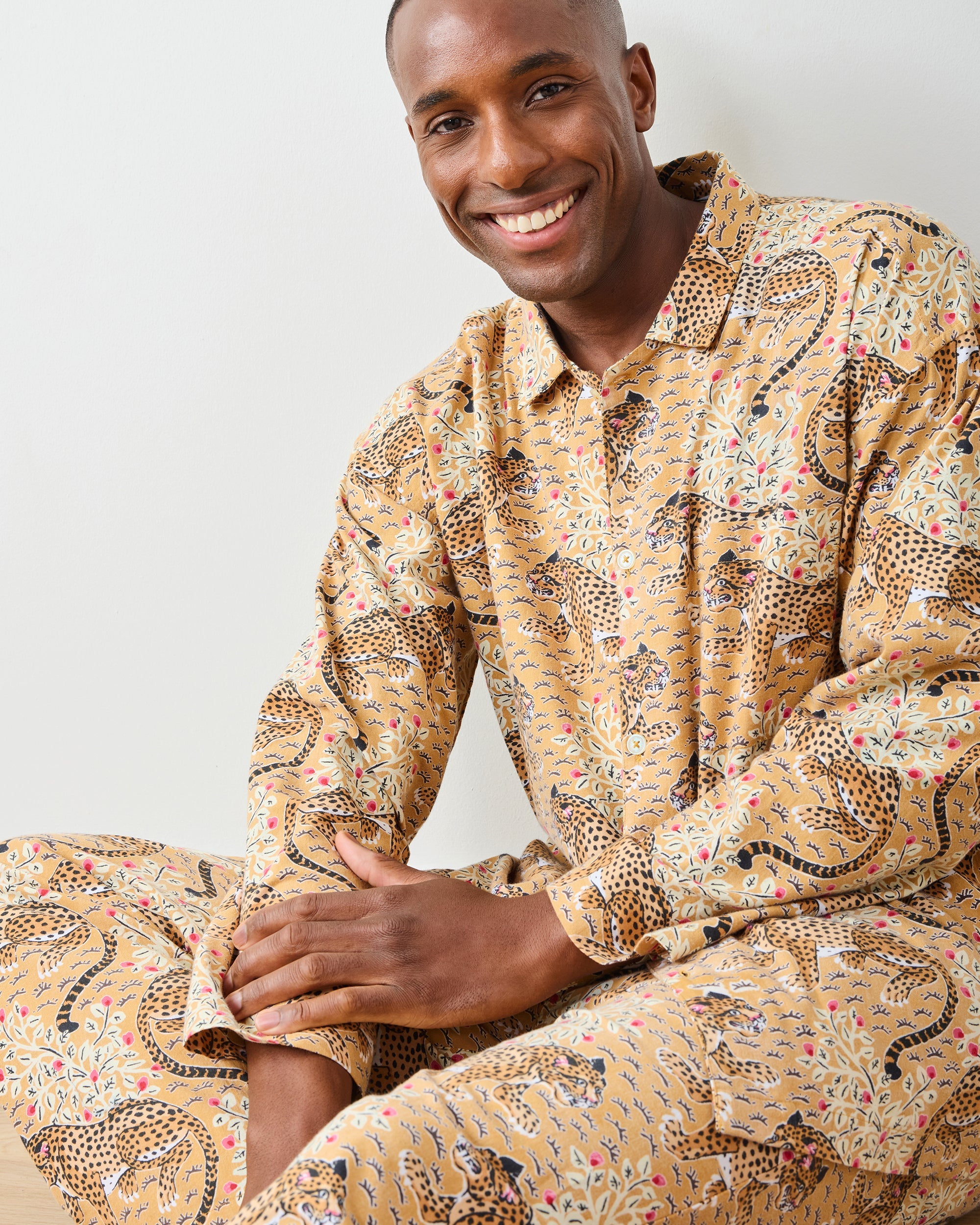 Bagheera - Men's Lightweight Flannel Long PJ Set - Tobacco