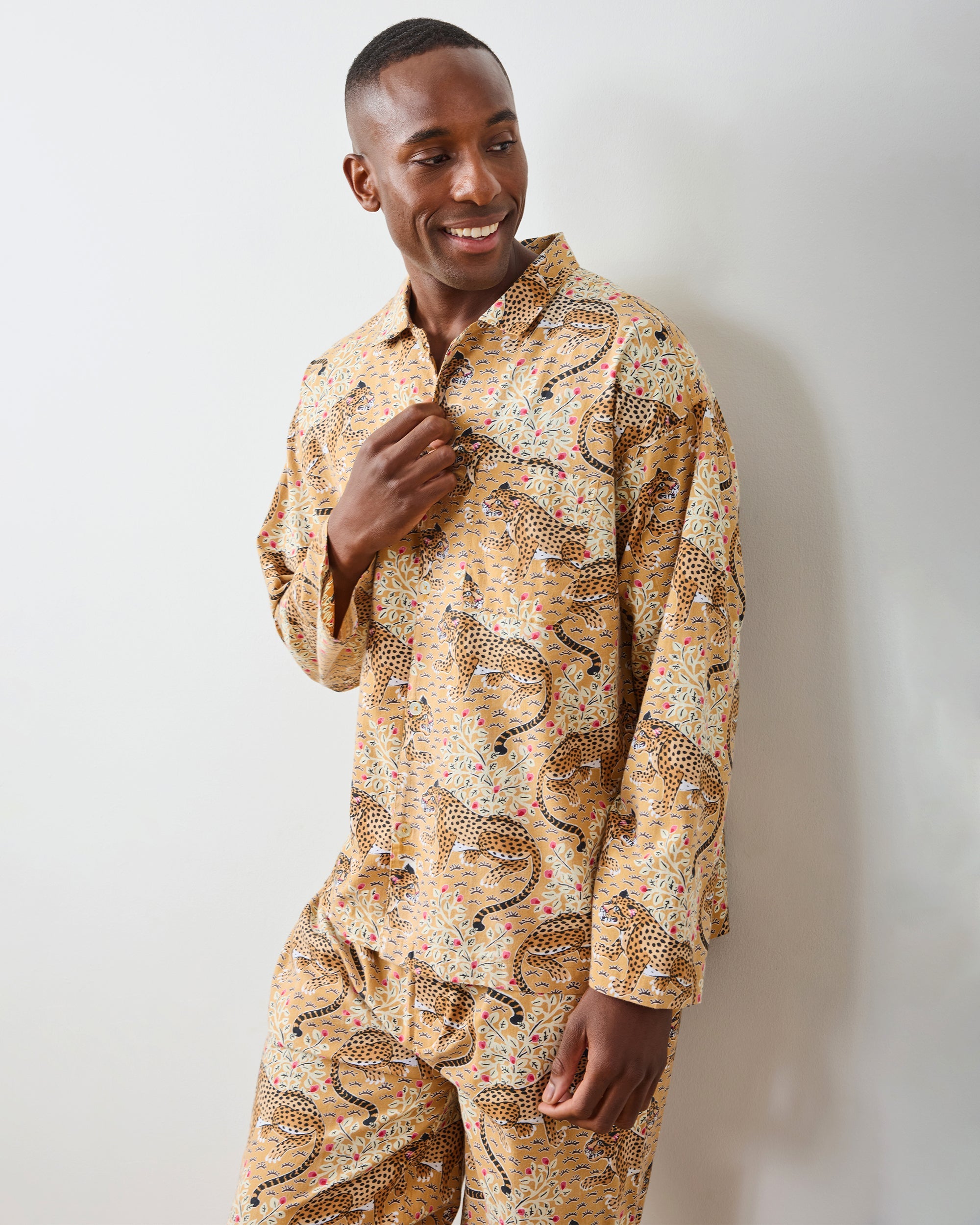 Bagheera - Men's Lightweight Flannel Long PJ Set - Tobacco