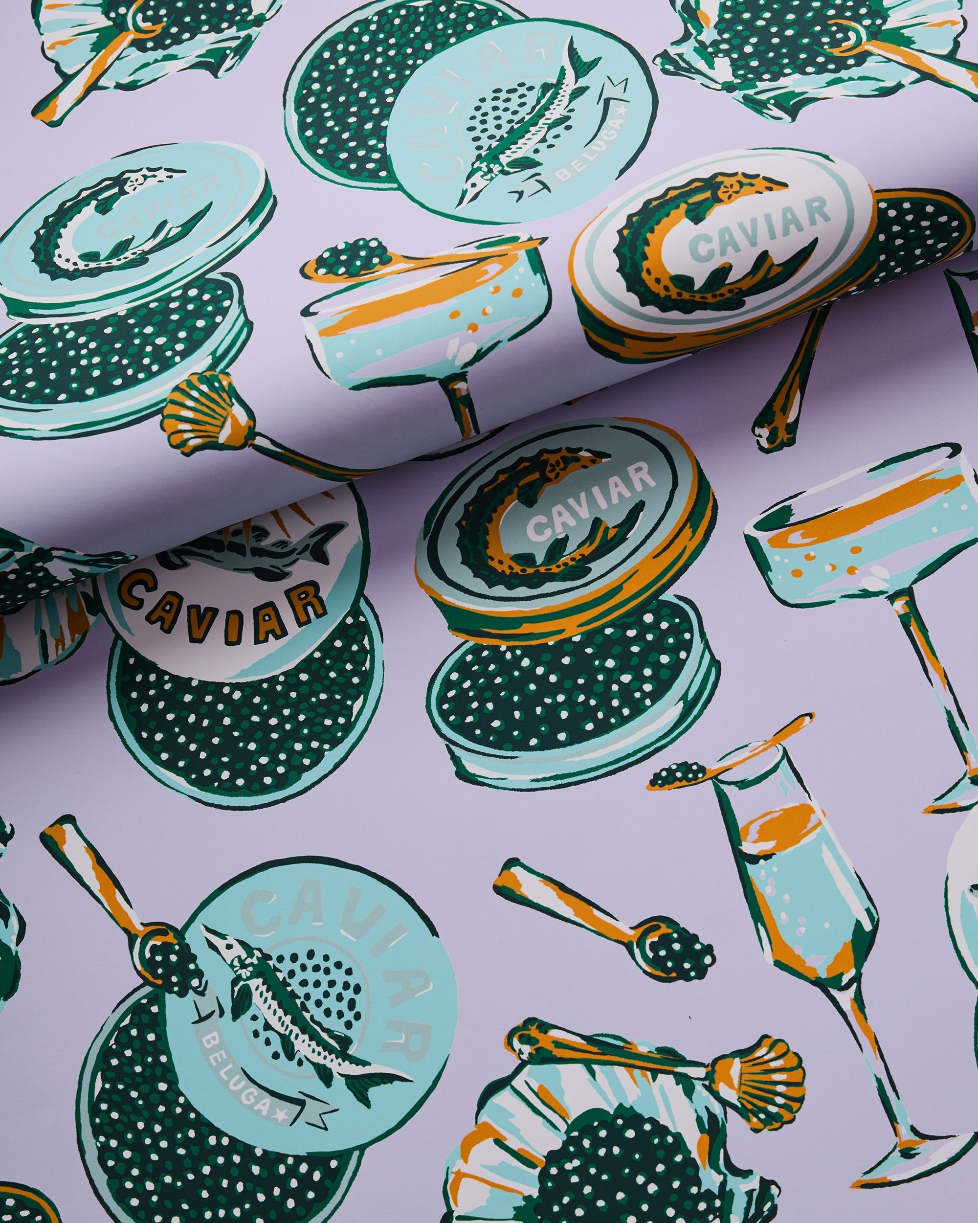 Champagne & Caviar - Peel & Stick Wallpaper - Lavender