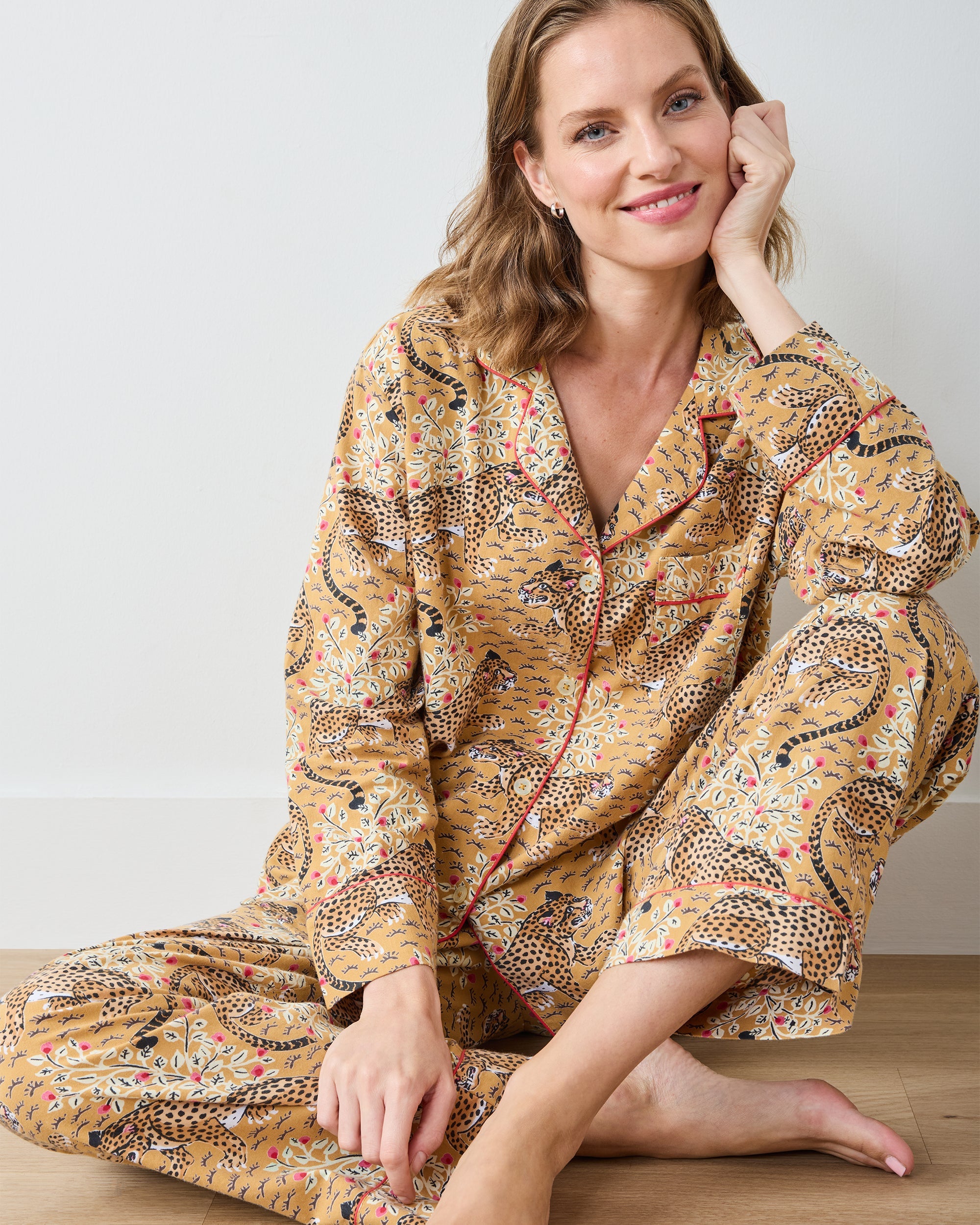 Bagheera - Tall Lightweight Flannel Long PJ Set - Tobacco