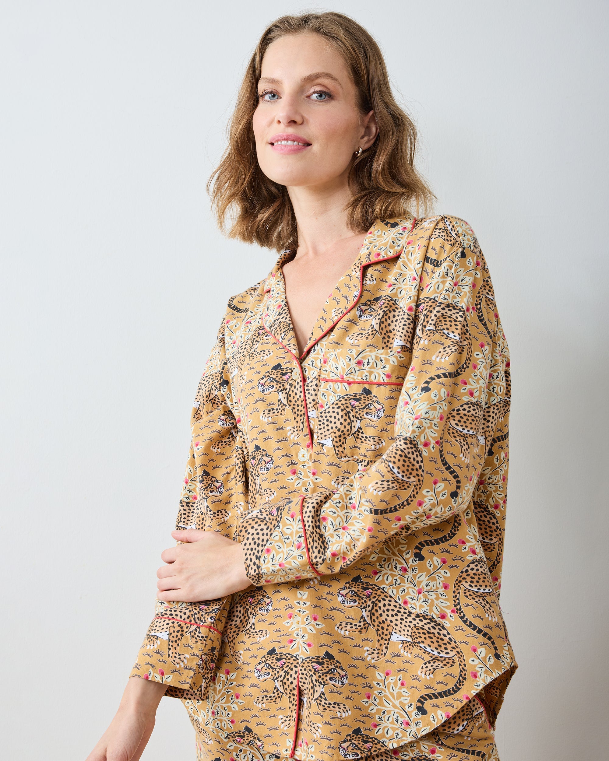 Bagheera - Tall Lightweight Flannel Long PJ Set - Tobacco