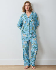 Camel's Courtyard - Lightweight Flannel Long PJ Set - Slate Blue