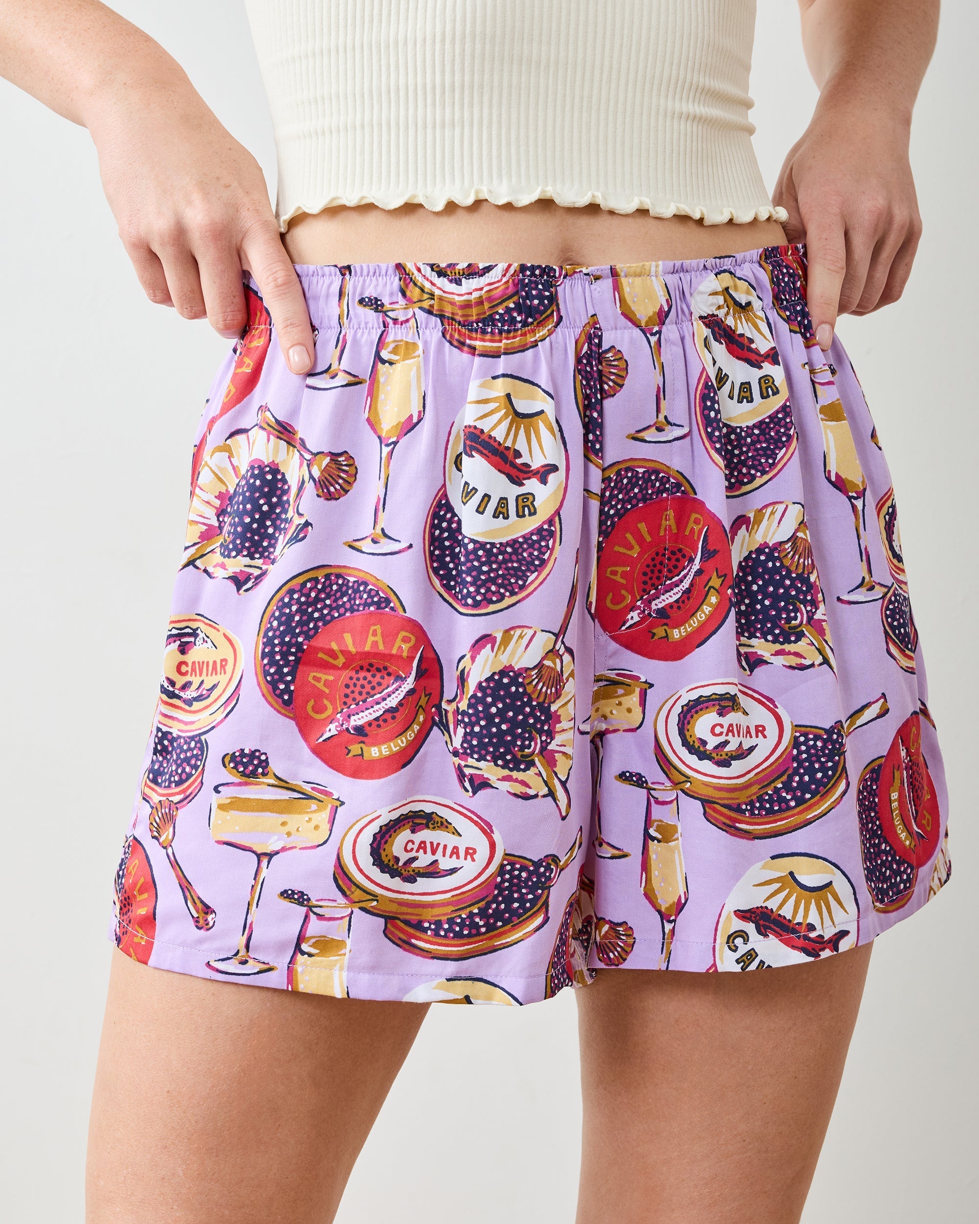 Champagne & Caviar - Eco Satin Boyfriend Boxer - Lavender Spritz