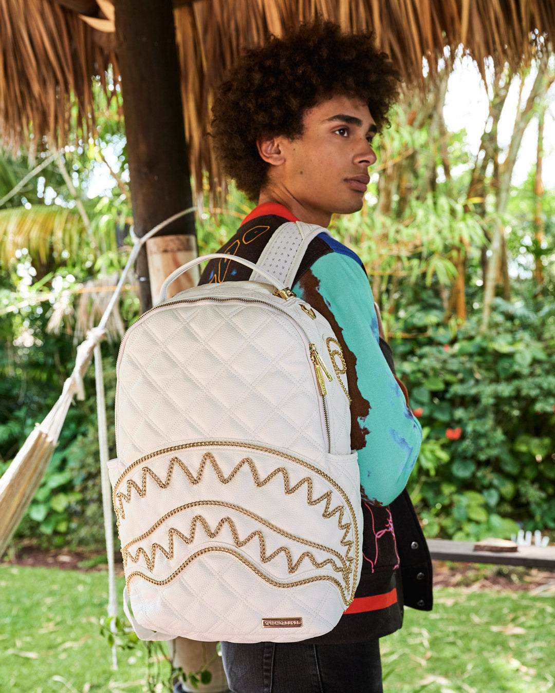 RIVIERA LE BLANC GOLD CHAIN SHARK BACKPACK (DLXV)
