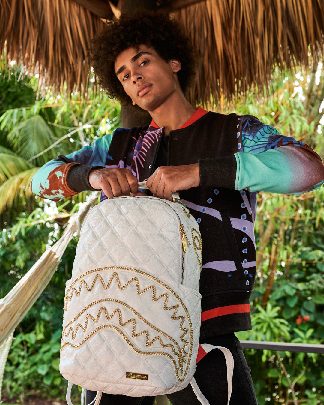 RIVIERA LE BLANC GOLD CHAIN SHARK BACKPACK (DLXV)