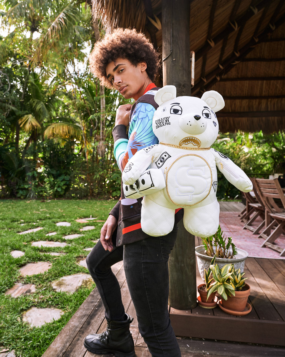 RIVIERA LE BLANC GOLD CHAIN MONEYBEAR TEDDYBEAR BACKPACK