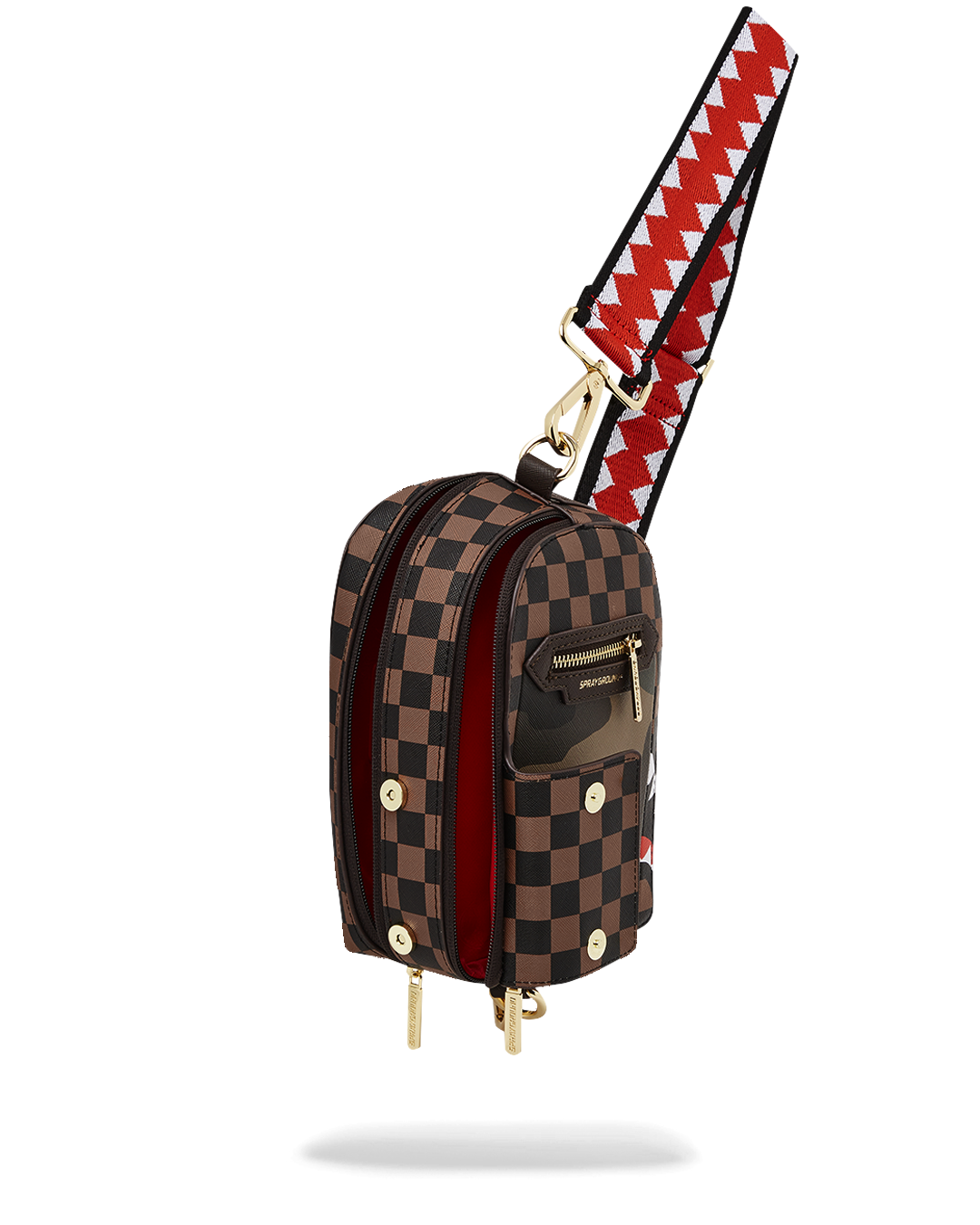 EXTERIOR GOLD ZIP POCKET SHARKS IN PARIS BACKPACK SLING