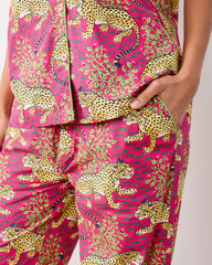 Bagheera - Short Sleeve Top & Long Pants Set - Hot Pink