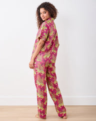 Bagheera - Short Sleeve Top & Long Pants Set - Hot Pink