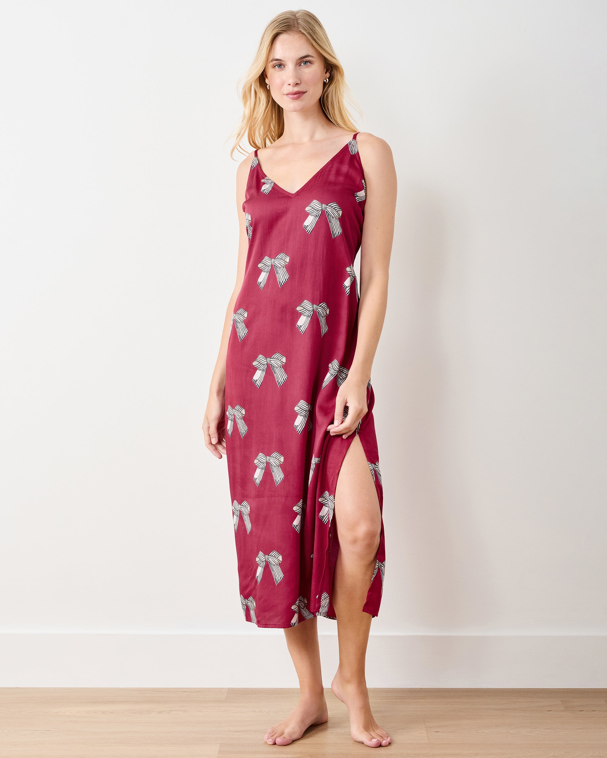 Bows - Eco Satin Chic to Sleep Nightie - Wine