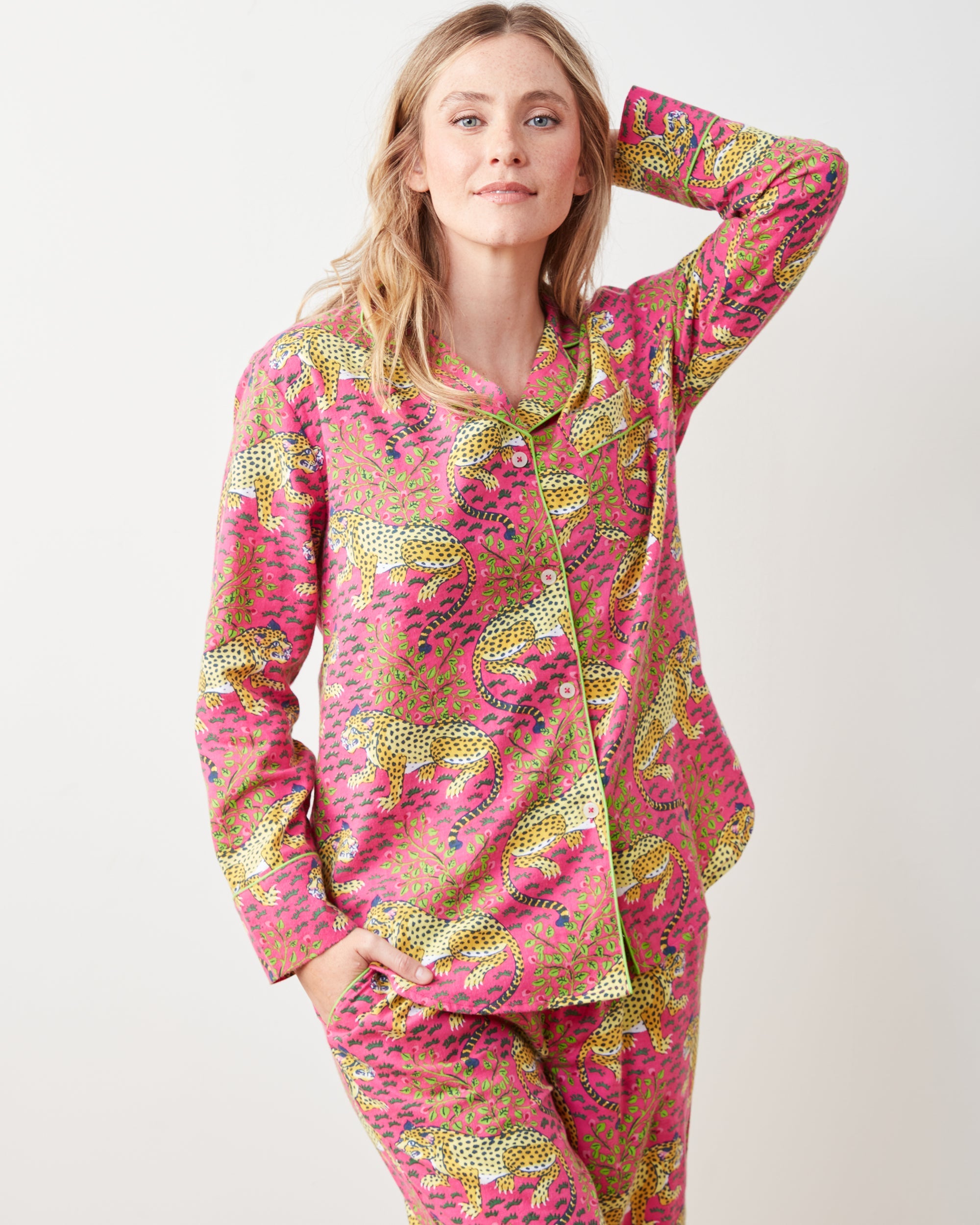 Bagheera - Lightweight Flannel Long PJ Set - Hot Pink