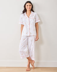 Bubbly Brunch - Short Sleeve Top & Cropped Pants Set - Cloud