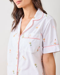 Bubbly Brunch - Short Sleeve Top & Cropped Pants Set - Cloud