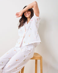 Bubbly Brunch - Short Sleeve Top & Cropped Pants Set - Cloud