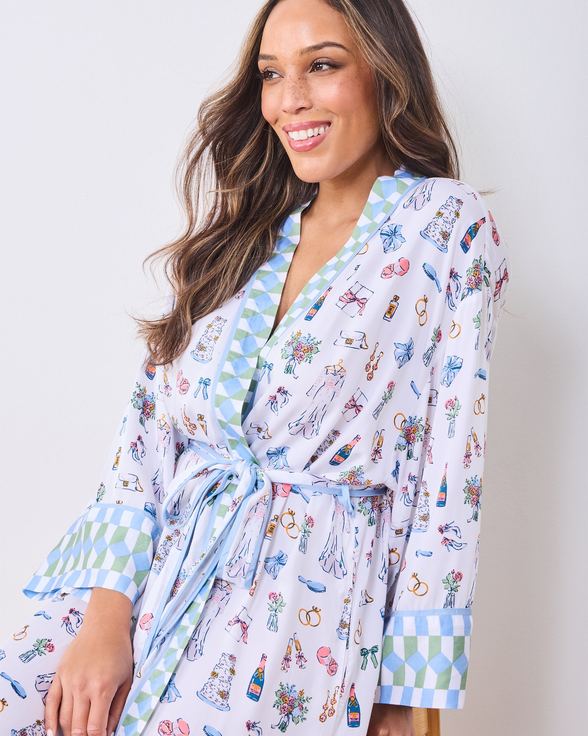 Big Day Bliss - Eco Satin Robe - Coastal Cloud
