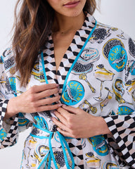 Champagne & Caviar - Eco Satin Robe - Pearl