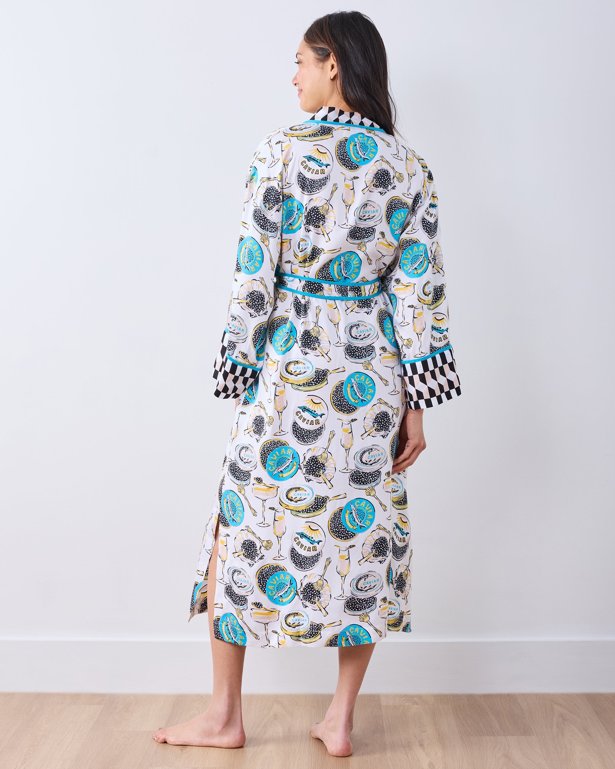 Champagne & Caviar - Eco Satin Robe - Pearl