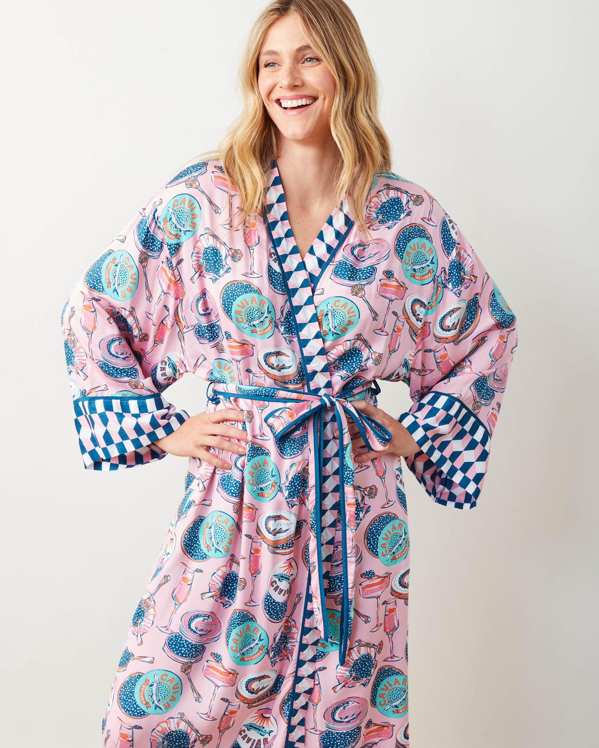 Champagne & Caviar - Eco Satin Robe - Blush