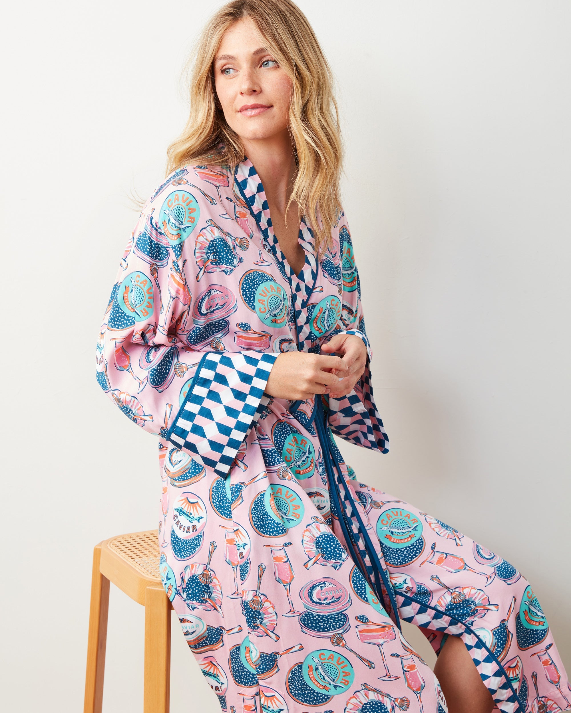 Champagne & Caviar - Eco Satin Robe - Blush