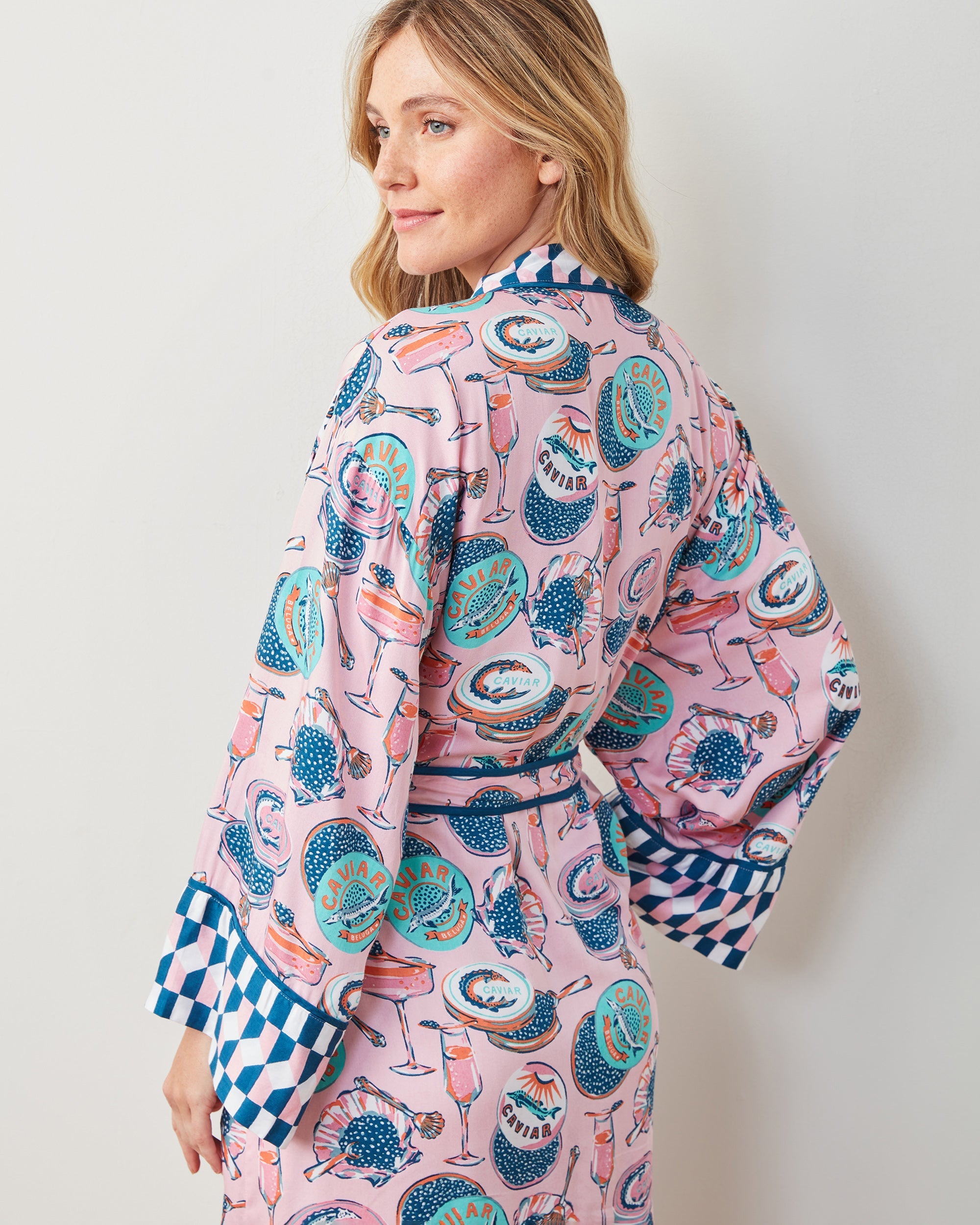 Champagne & Caviar - Eco Satin Robe - Blush
