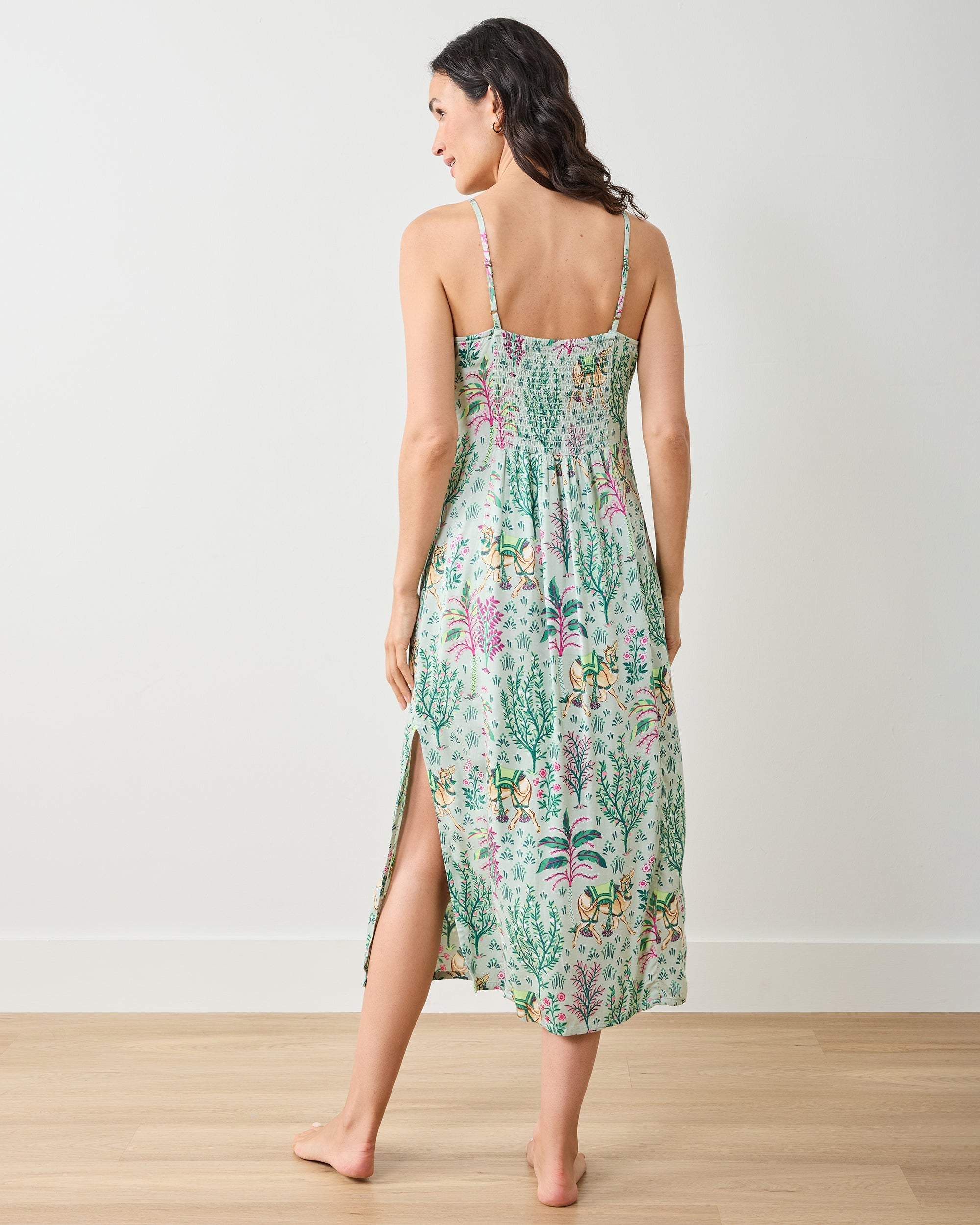 Camel's Courtyard - Eco Satin Chic to Sleep Nightie - Avocado