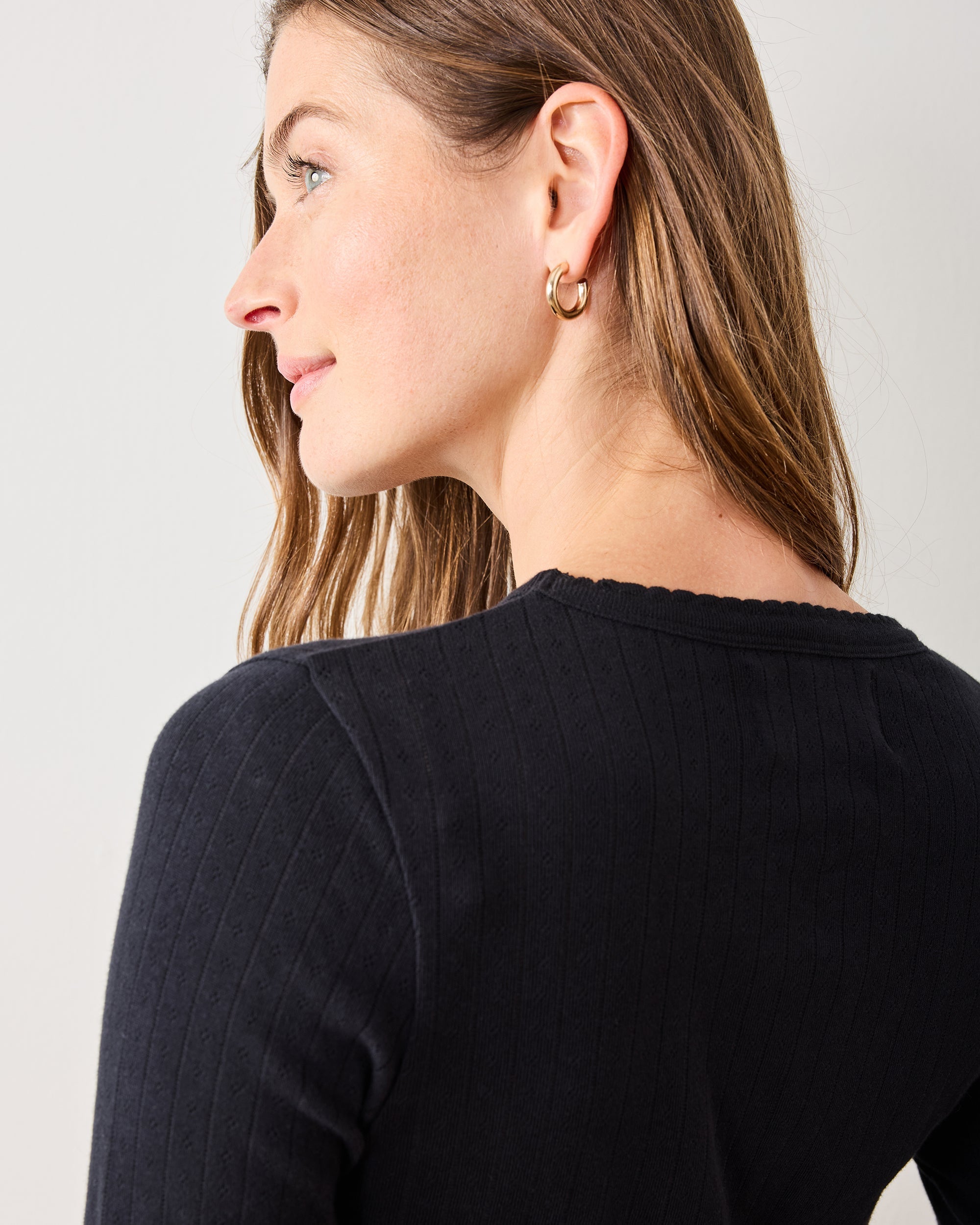 Cat Eye - Pointelle Long Sleeve - Shirt